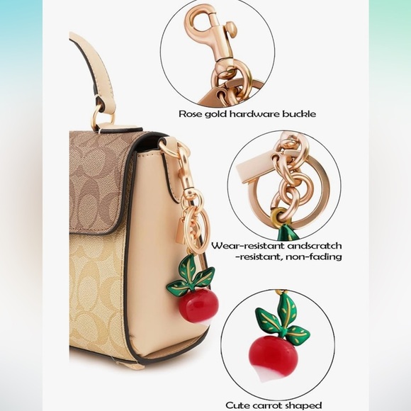 Cute Radish purse charm with gold hardware - Picture 3 of 3